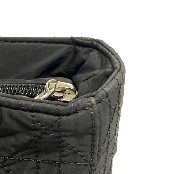 Auth DIOR/ChristianDior Lady Dior Large Bag Black Nylon Leather Handbag - Picture 11 of 16